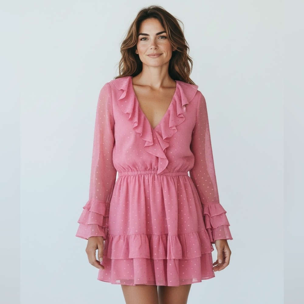VICI PINK WITH SPECKLES DRESS SIZE‎ XS (missing waist tie)